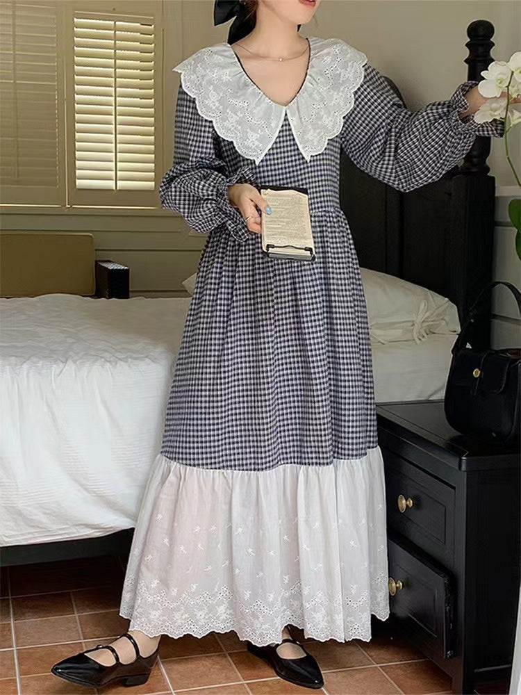 lovevop Lace Paid Split-joint Long Dress