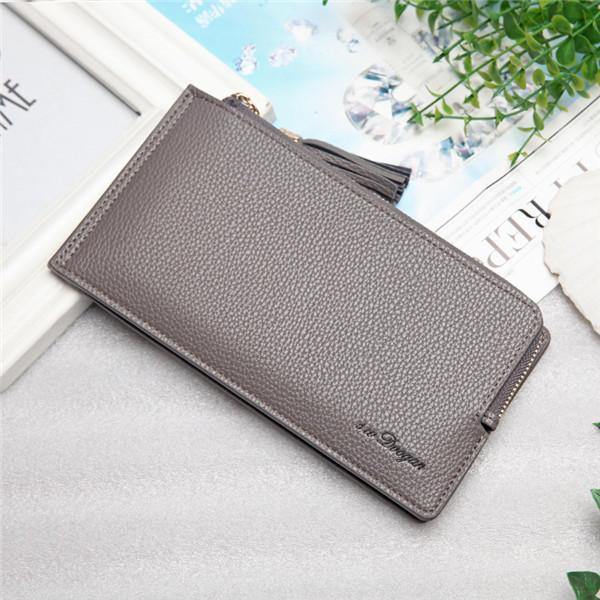 elvesmall Women Tassel Long Card Holder Candy Color Zipper Purse Coin Bags 5.5'' Phone Case For Iphone 7P