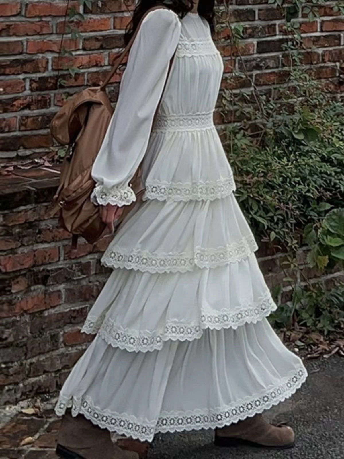 lovevop White Lace Cupcake Long Dress