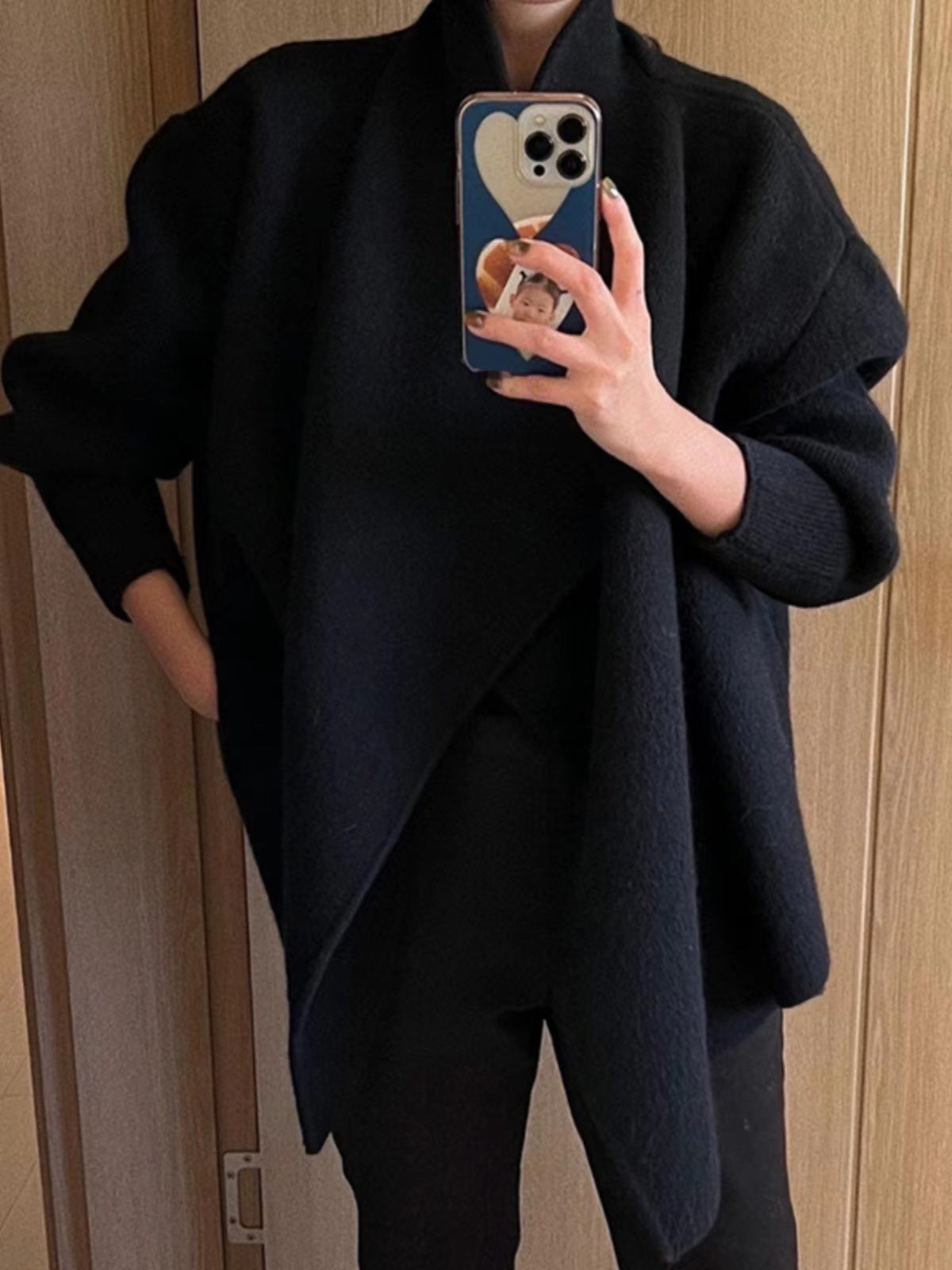 lovevop V-Neck Irregular Loose Knitted Sweater Jacket