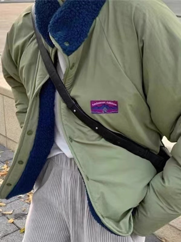 lovevop Retro Reversible Loose Lambswool Jacket