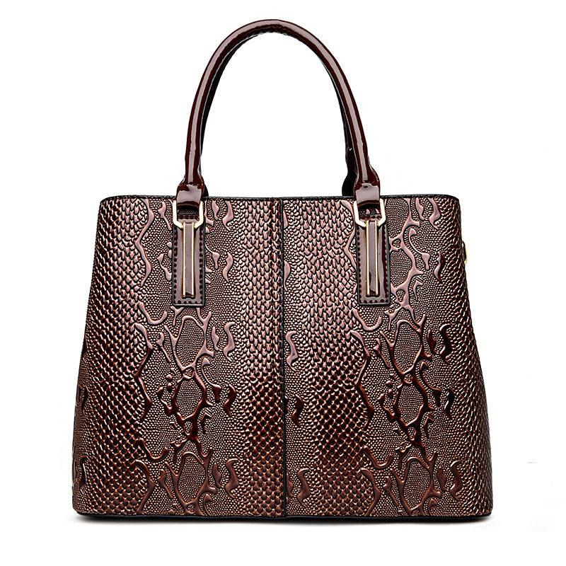 lovevop Ladies Handbag In Patent Leather Snake Print