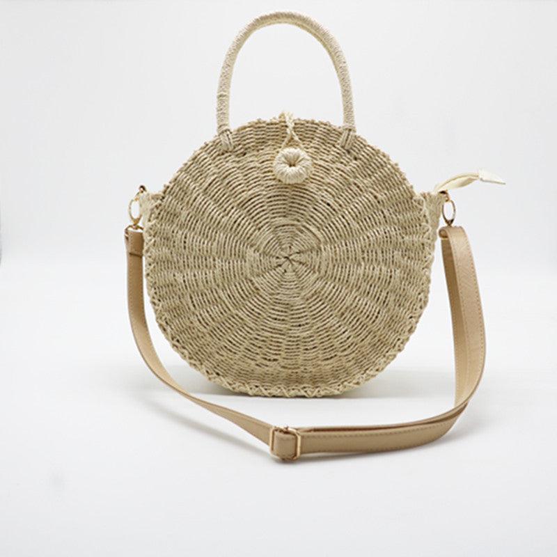lovevop Fashion Round Straw Woven Bag Handbag
