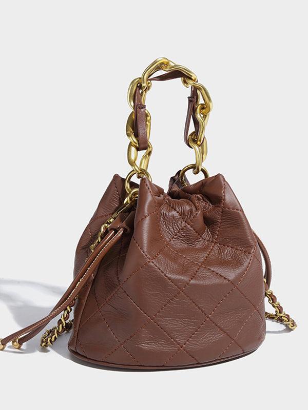 lovevop Chain Rhombus Crossbody Mini Bucket Bag