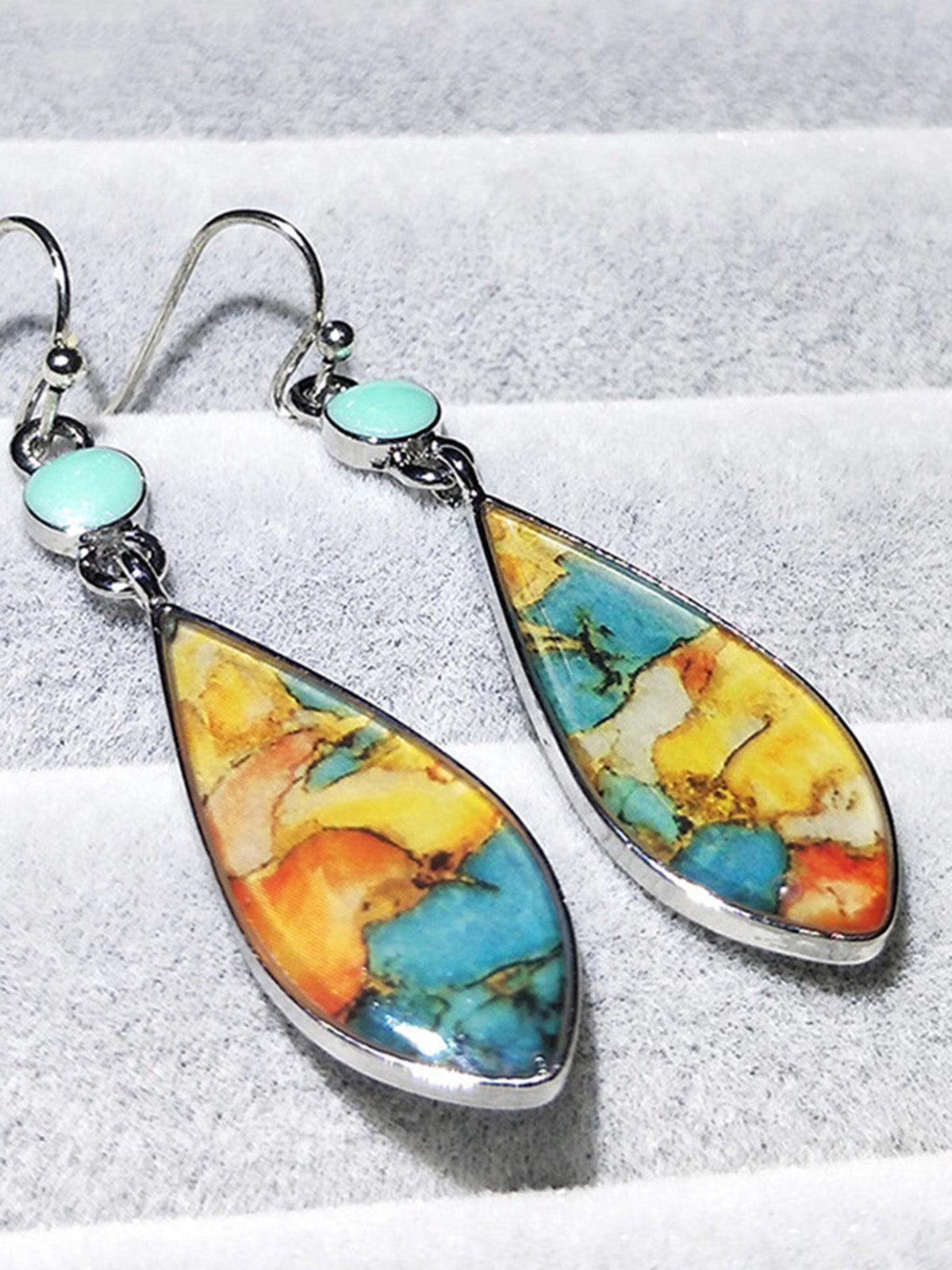 lovevop Retro Colorful Glass Earrings