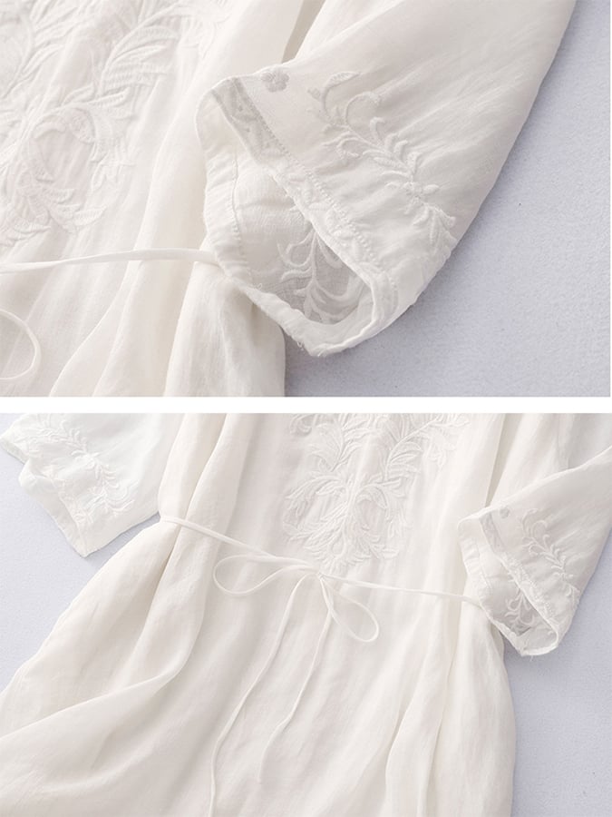 Cotton Linen Embroidered Dress