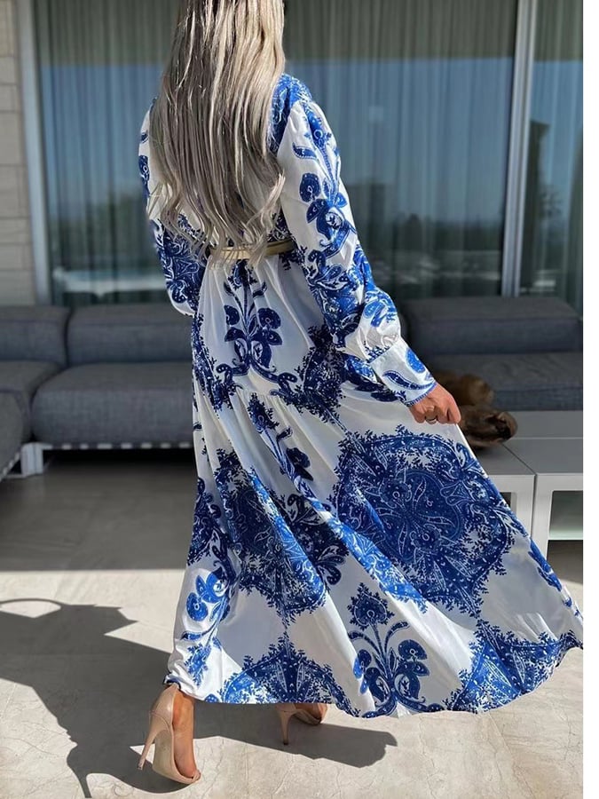PRINTED LONG LONG SHIRT DRESS