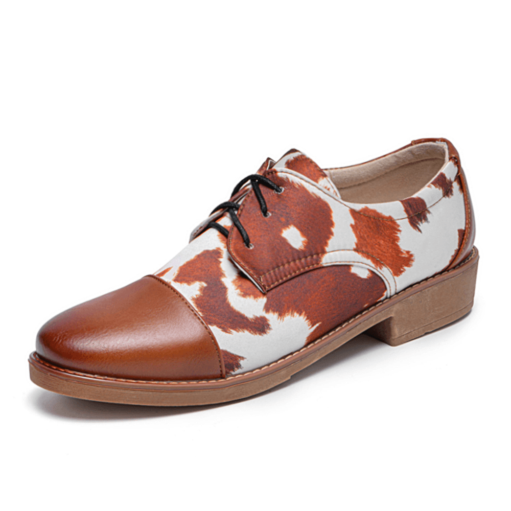 lovevop Men Microfiber Leather Pattern Spicing Lace up Business Dress Shoes