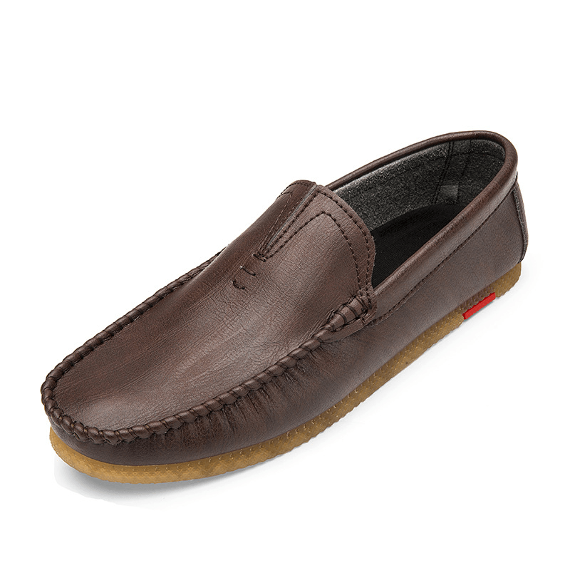 lovevop Men Microfiber Breathable Comfy Bottom Slip on Driving Casual Leather Loafers Shoes