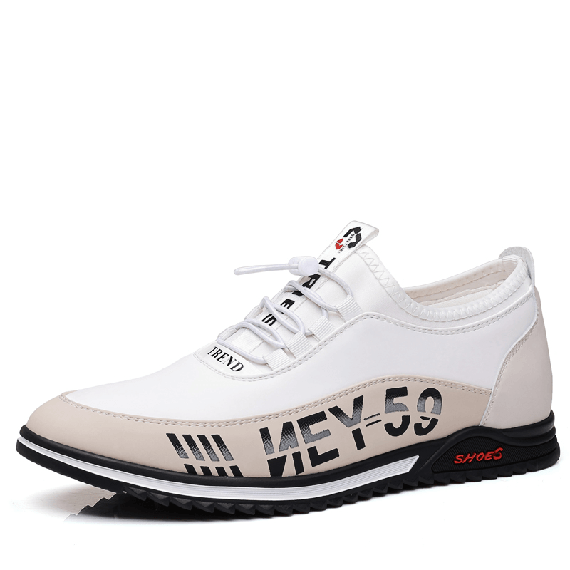 lovevop Men Microfiber Leather Breathable Soft Bottom Non Slip Elastic Laces Casual Business Shoes