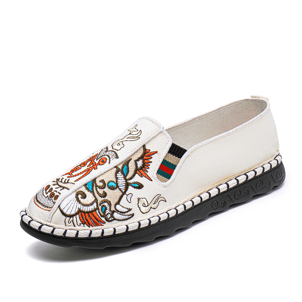 lovevop Men Canvas Breathable Non Slip Soft Bottom Comfy Casual Linen Shoes