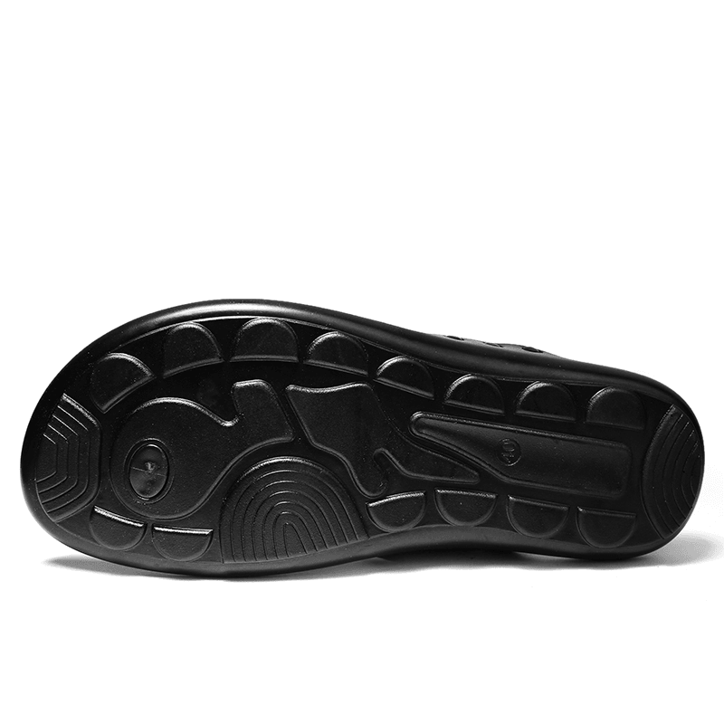 lovevop Men Leather Breathable Soft Sole Non Slip Comfy Outdoor Flip Flops Casual Slippers