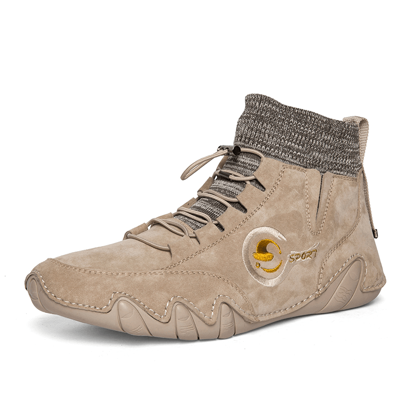 lovevop Men Handmade Pigskin Leather Comfy Soft Sock Ankle Boots