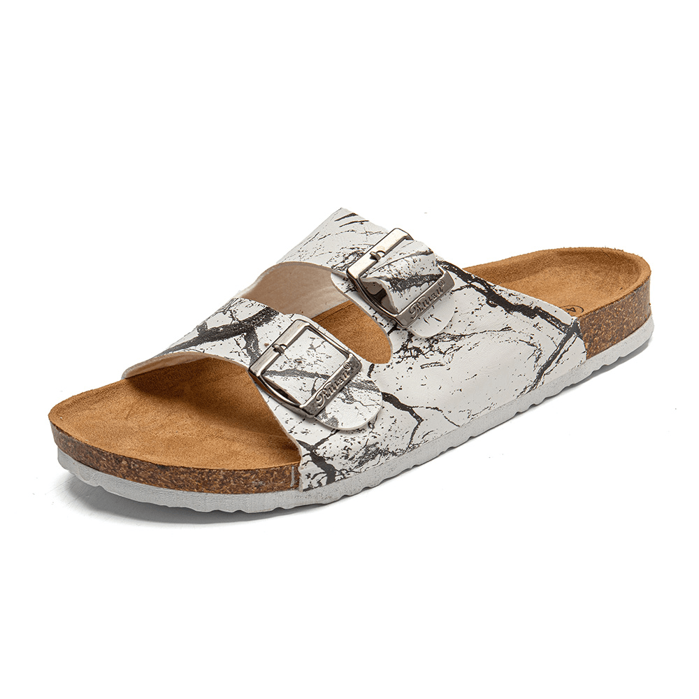 lovevop Men Breathable Opened Non Slip Cork Bottom Beach Casual Slide Slippers