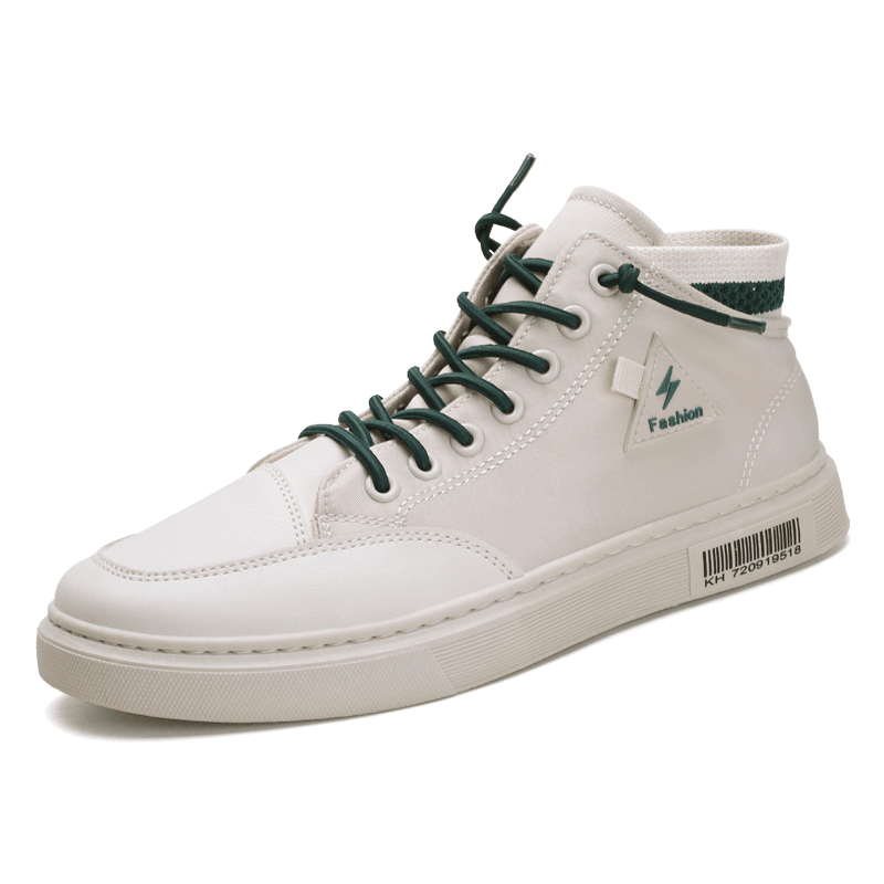 lovevop Men Stylish Stitching Canvas Comfy Breathable High Top Casual Sneakers