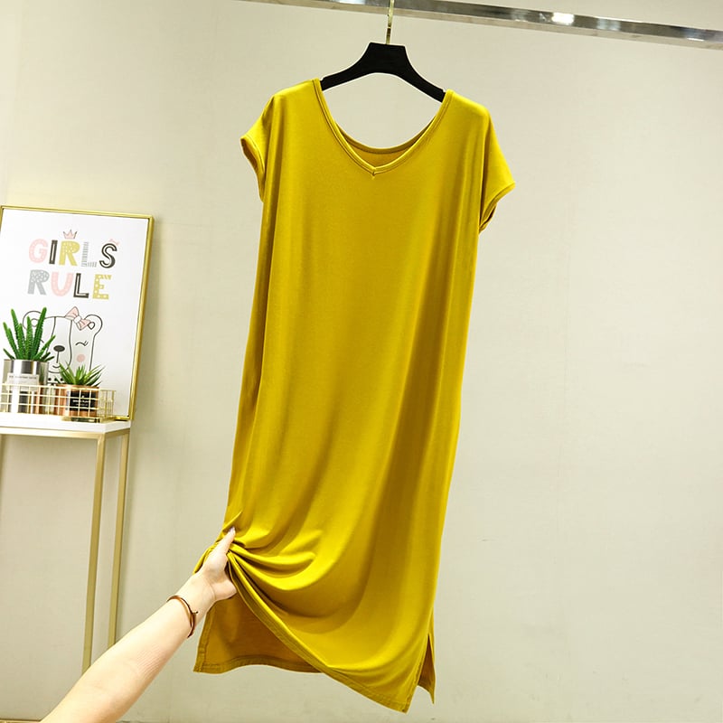 Soft Stretch V-neck Loose Pajama Dress