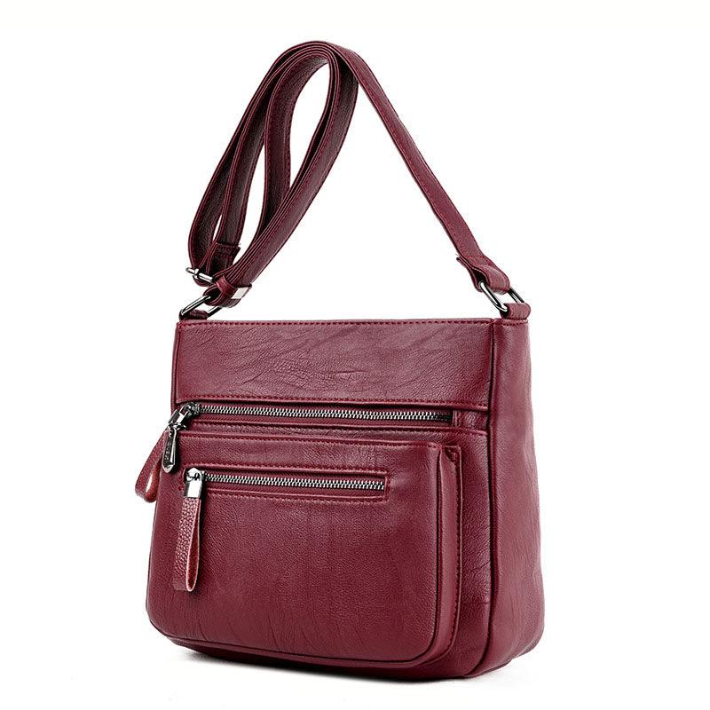 lovevop Middle-aged mother soft leather shoulder bag