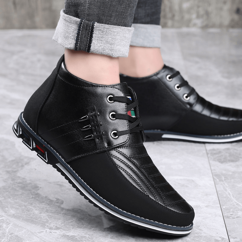 lovevop Men's Soft Sole Lace-Up Business Casual Ankle Boots in Classic Style