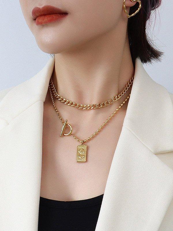 lovevop Fashion Solid Color Geometry Necklace Accessories