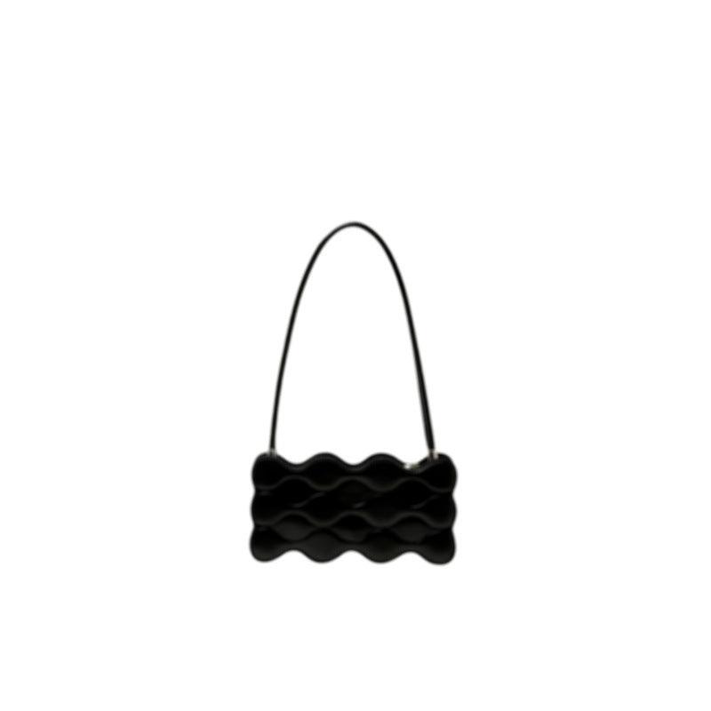 lovevop Fashion Simple Pure Color Embossed Pearl Chain Bag