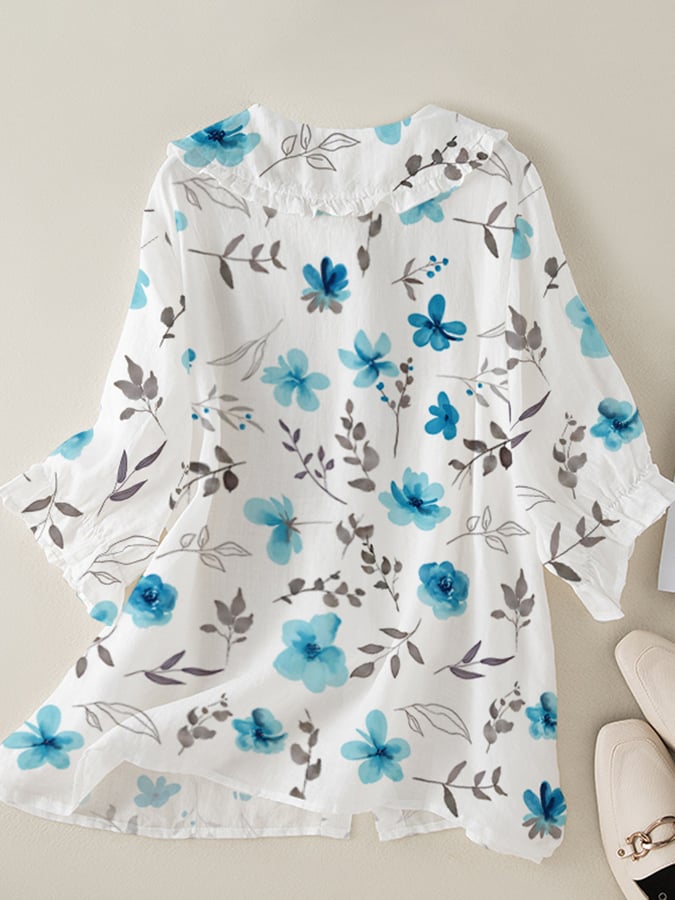 Lovevop Summer Fresh Printed Baby Collar Casual Shirt