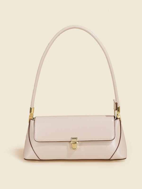 lovevop Urban Solid Leather Zip-Up Shoulder Bag