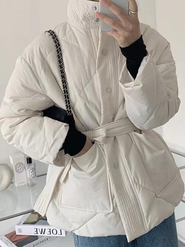 lovevop High-neck Down Padded Lace-up Coat
