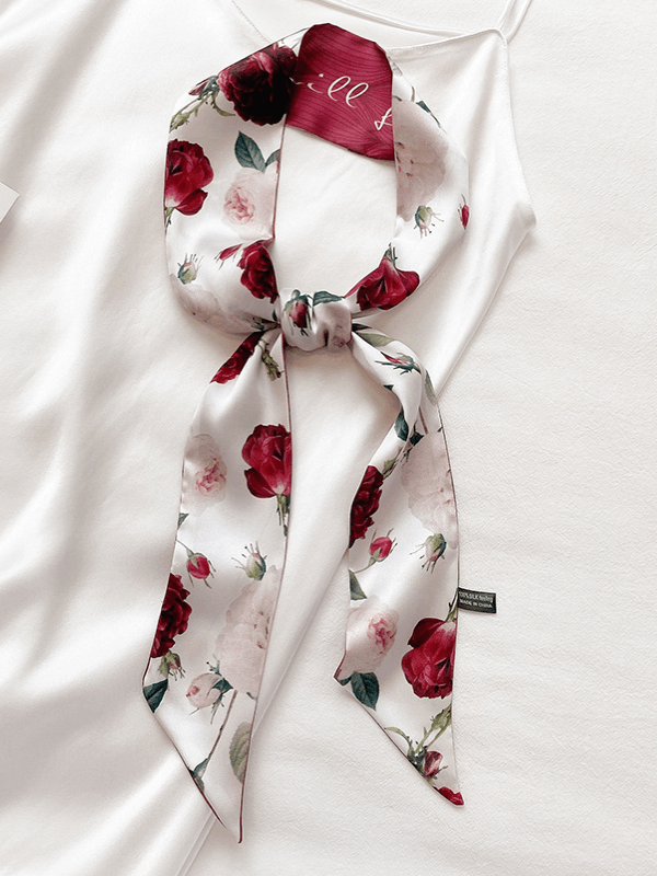 lovevop Fashion Rose Tie-Dyed Sun Protection Hair Band& Silk Scarf