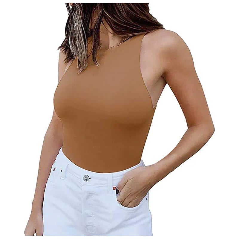 Women's sexy sleeveless racer back neck tights tank top