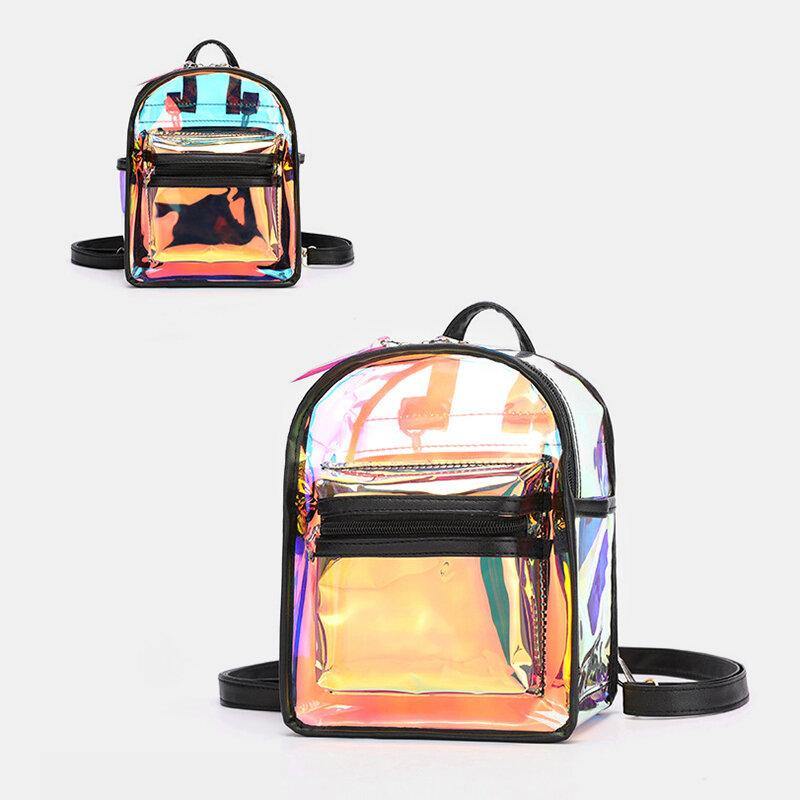 lovevop Women 2Pcs Transparent Jelly Multi-carry Mini Backpack Crossbody Bag Handbag