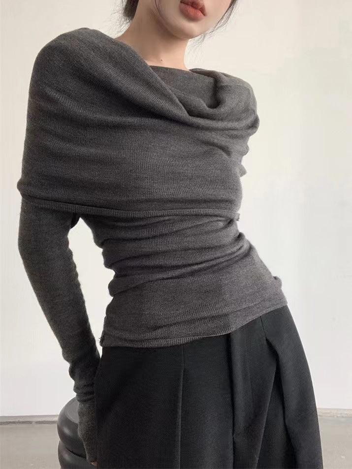 lovevop One-shoulder Gentle Knitted Shirt