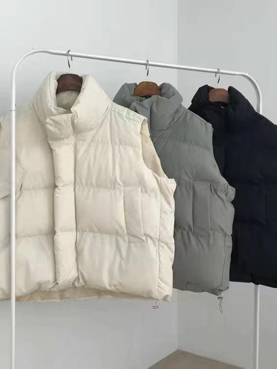 lovevop Stand Collar Duck Down Padded Vest Jacket