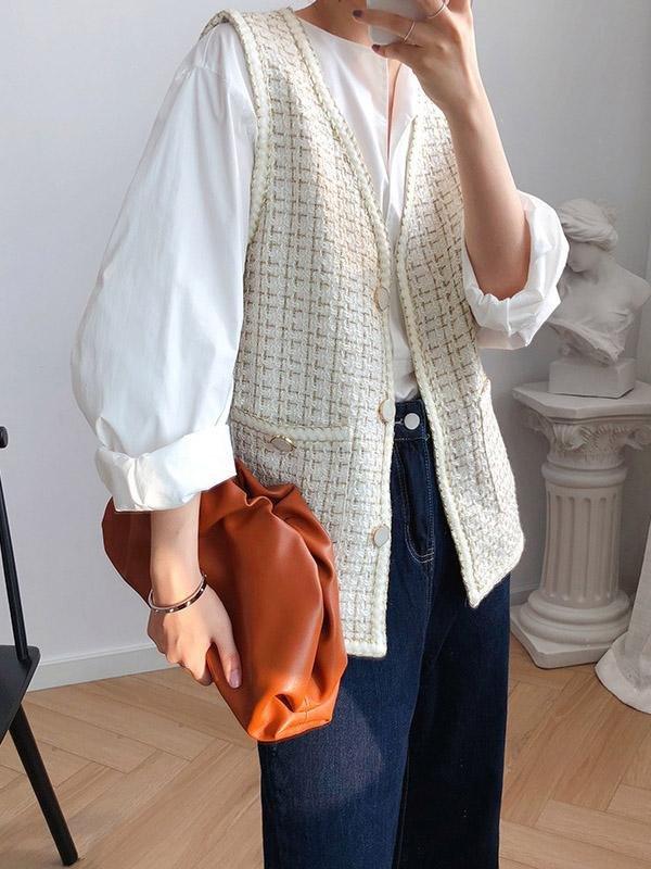 lovevop Loose Split-Joint Knitting Elegant Vest Top