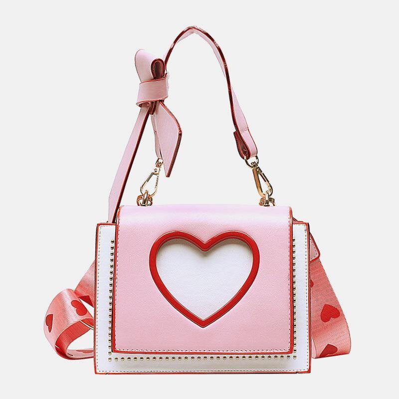 lovevop Women Valentine's Day Hollow out Love Embroidered Crossbody Bag Shoulder Bag Handbag