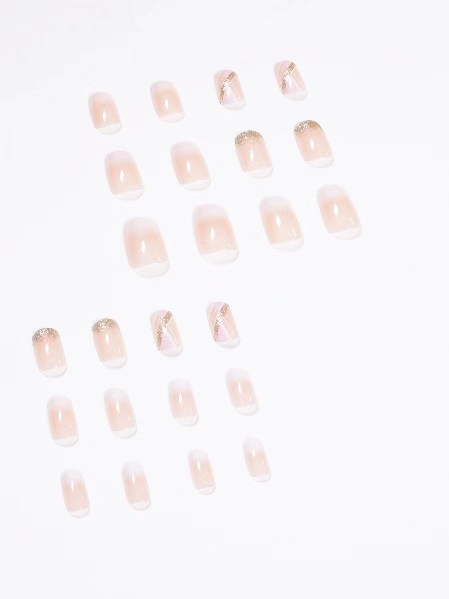 lovevop Pink White Gradient False Nails
