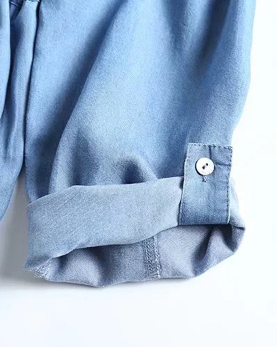 Loose Casual Waist Tie Tencel Denim Dress