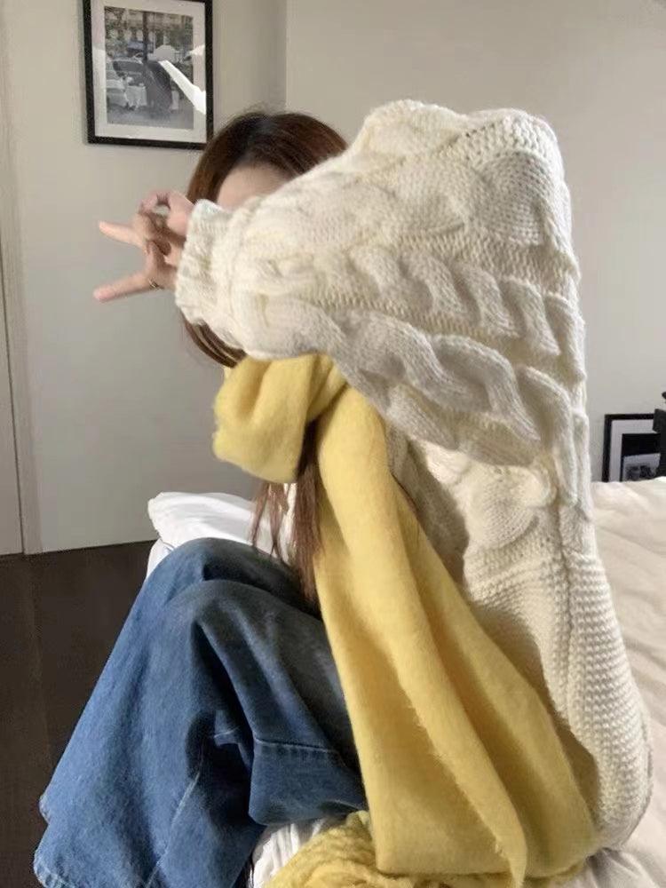 lovevop Crude Twist Pink Oversized Sweater Top