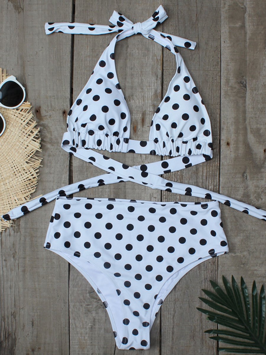 Printed High Waist Split Bikini Swimwear