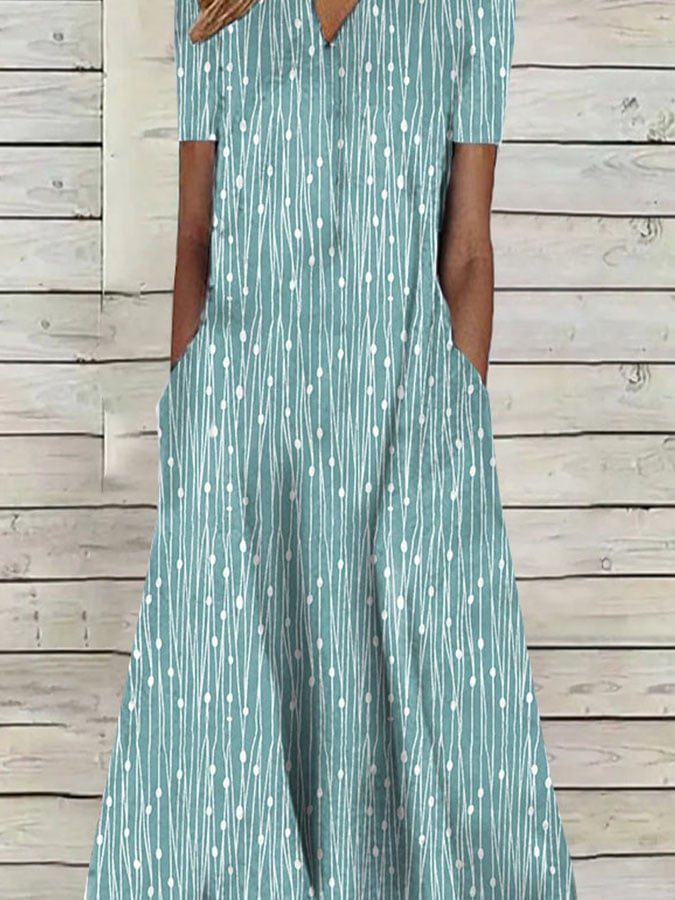 Women's Casual Polka Dot Print Pocket Dress