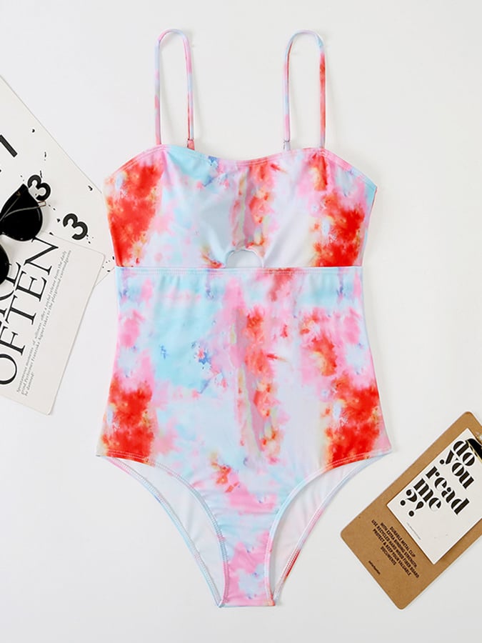 Printed Open Back Cut-out One Piece Swimsuit