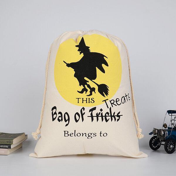 lovevop Halloween Bag Canvas Party Halloween Sacks Drawstring Candy Gifts Bag