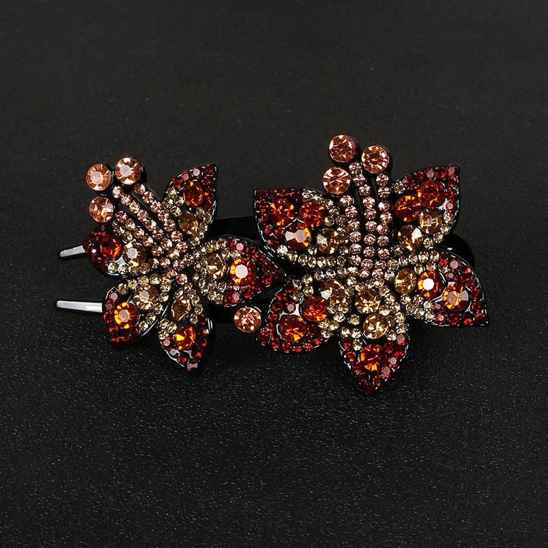 Rhinestone Double Flower Hair Clip