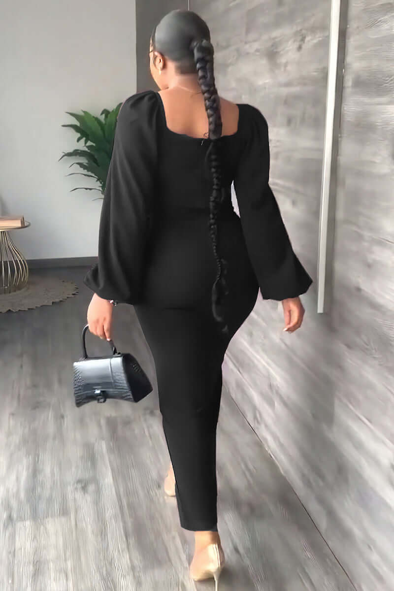 Long Sleeve Square Neck Slit Maxi Dresses