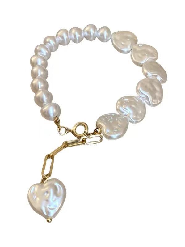 lovevop Heart Pearl Beaded Bracelet