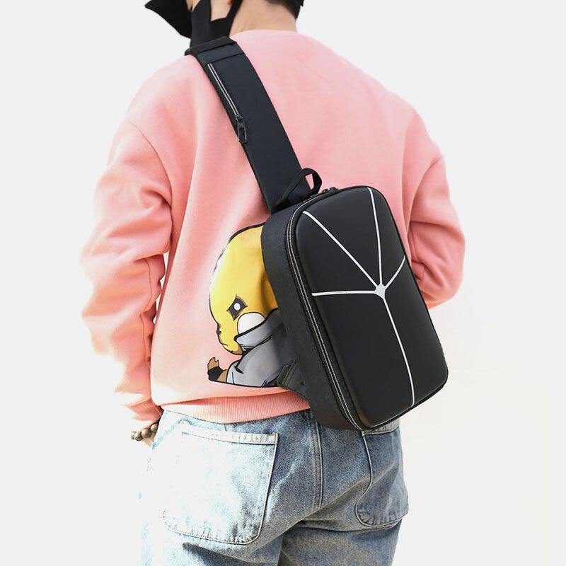 lovevop Men Nylon Casual Outdoor Sport Solid Color Chest Bag Crossbody Bag
