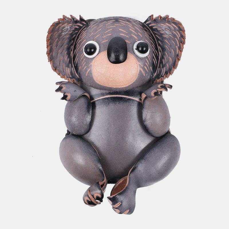 elvesmall Unisex Genuine Leather Casual Cute Outdoor Cartoon Animal Koala Shape Small Coin Bag Wallet