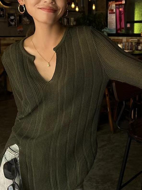 lovevop V-Neck Inner Long-Sleeved Bottoming Shirt