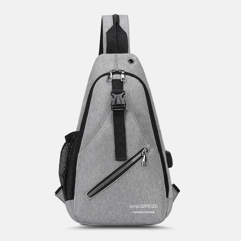 lovevop Men Multifunction Waterproof USB Chargeable Headphone Hole Chest Bags Backpack Shoulder Bag Crossbody Bags
