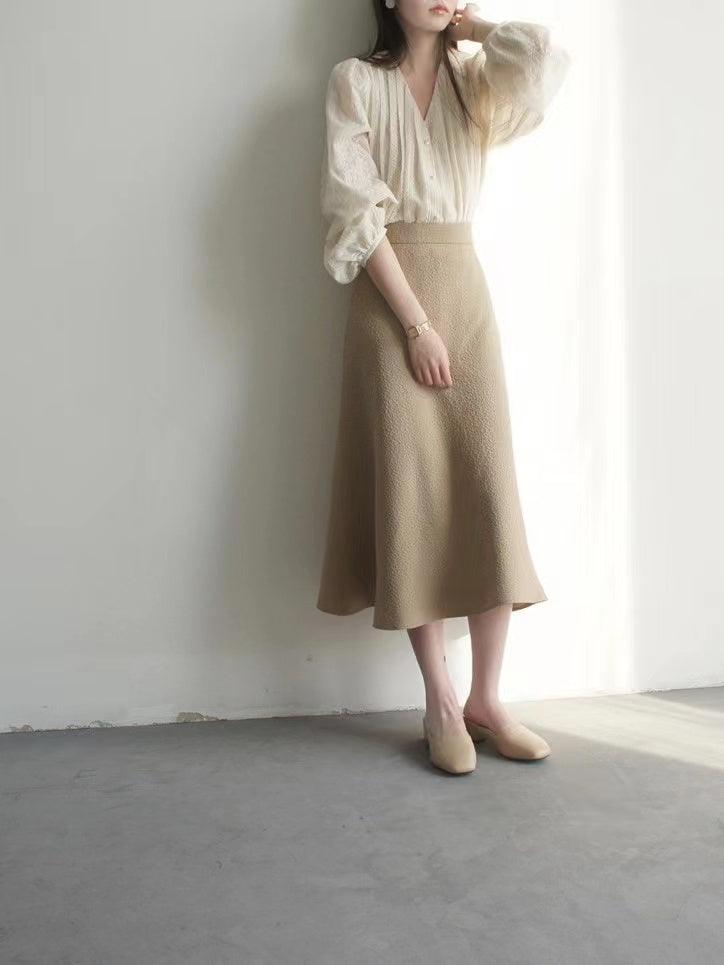 lovevop Retro Lace Long Lantern Sleeves Shirt