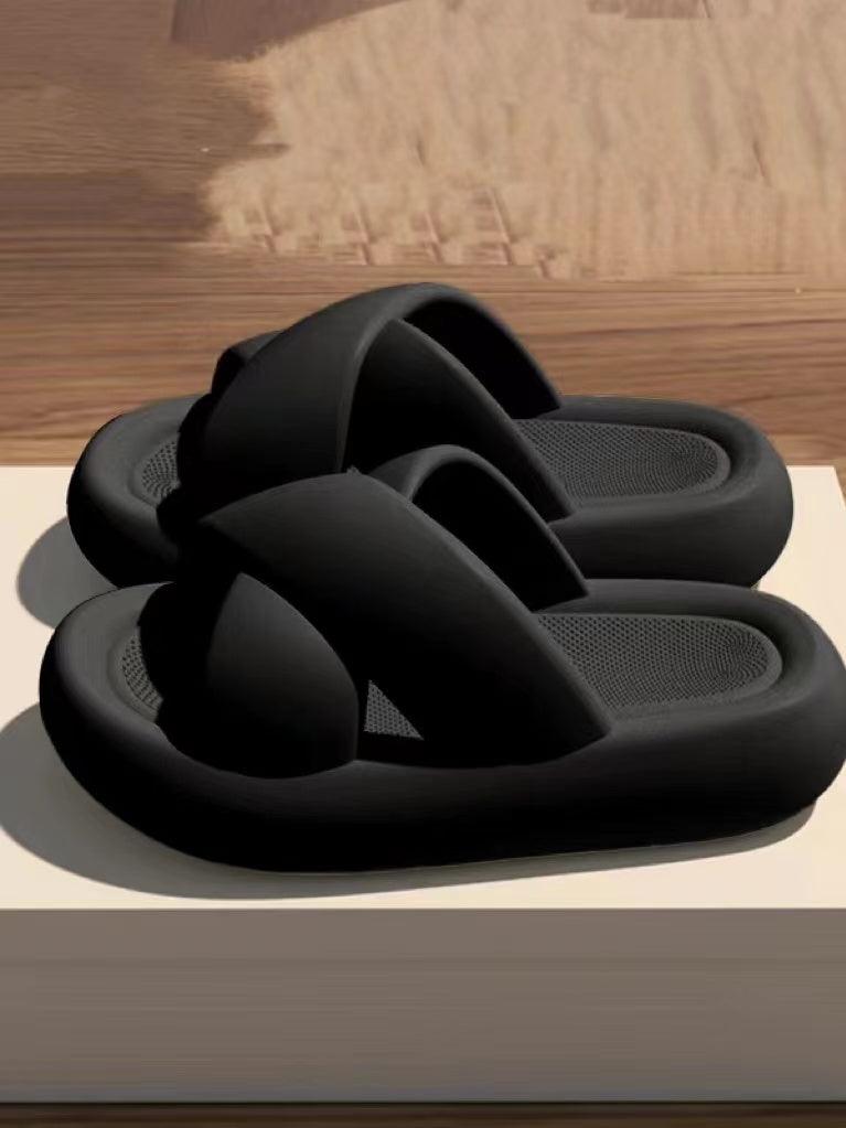 lovevop Cream Platform Bread Slippers